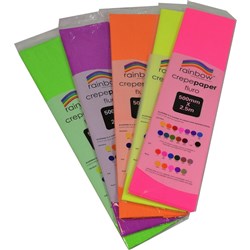 Rainbow Fluro Crepe Paper 500mm x 2.5m Assorted Pack Of 5