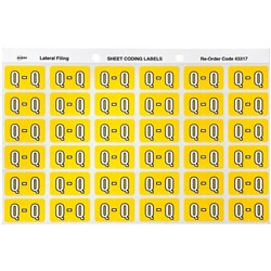 Avery Alphabet Coding Label Q Side Tab 25x38mm Yellow Pack Of 180