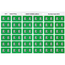 Avery Alphabet Coding Label R Side Tab 25x38mm Light Green Pack Of 180