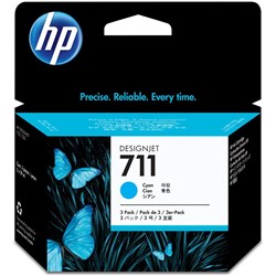 HP CZ134A - 711 Ink Cartridge Pack of 3 Cyan