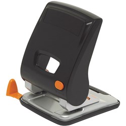 Marbig 2 Hole Punch Low Force 30 Sheet Capacity Black And Orange