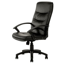Star Executive High Back Chair With Arms Black PU Seat And Back