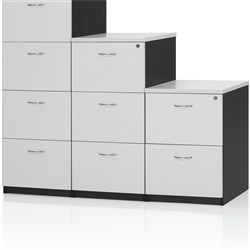 Logan Filing Cabinet 3 Drawer 476W x 550D x 1029mmH White And Ironstone