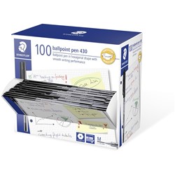 Staedtler 430 Stick Ballpoint Pens Medium 1mm Black Box of 100